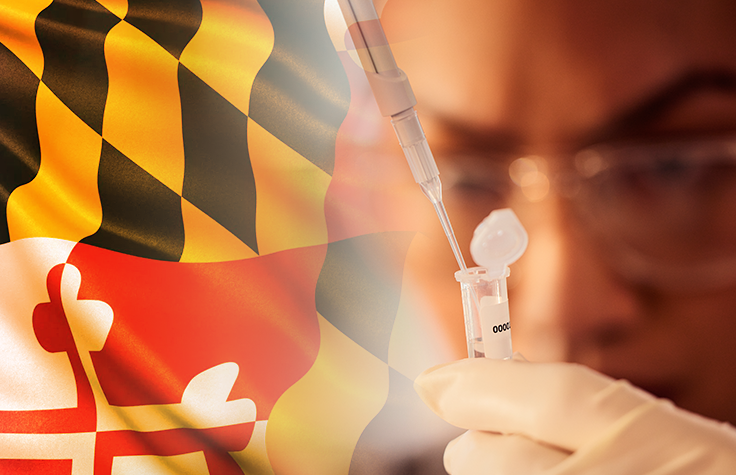 Maryland flag and scientist