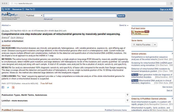 NGS Offers New Insights for Mitochondrial Disease Research