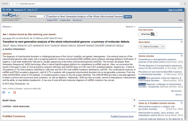 Analyzing Mitochondrial Mutations with NGS